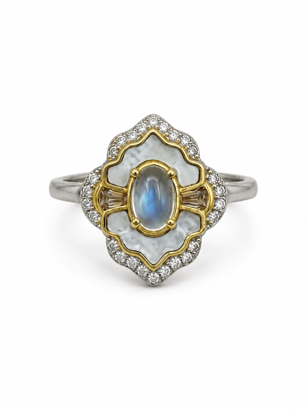 #R27 Moonstone MOP Veil Ring
